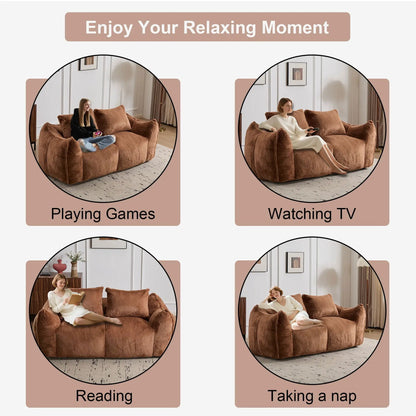 Giant Bean Bag Couch and Fluffy Loveseat