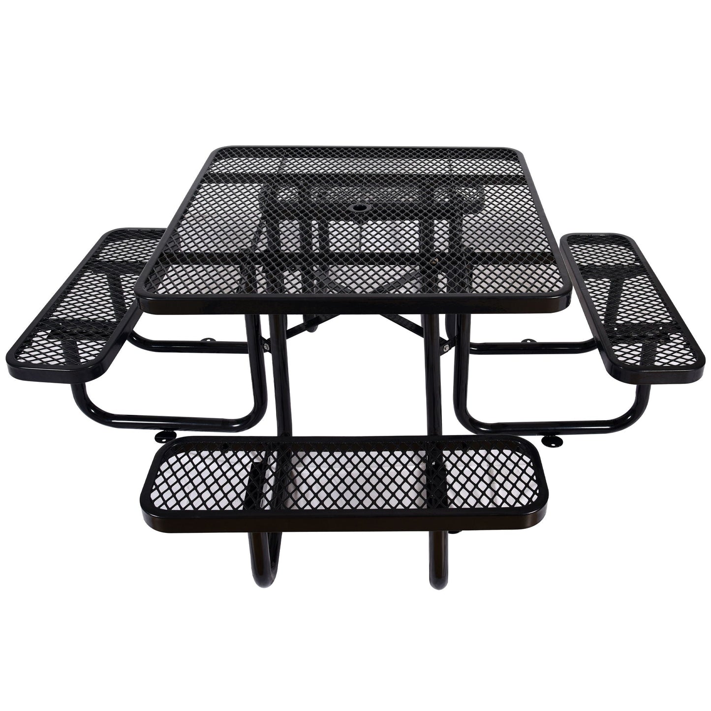 Square Outdoor Steel Picnic Table with Umbrella