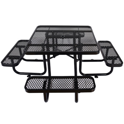 Square Outdoor Steel Picnic Table with Umbrella
