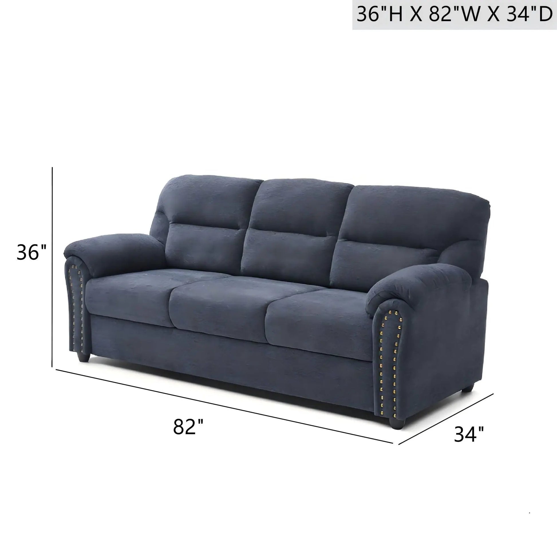 Hamilton Sofa with Nailhead Trim, navy blue microfiber by Unique Piece Furniture on Tampa Home & Garden Store