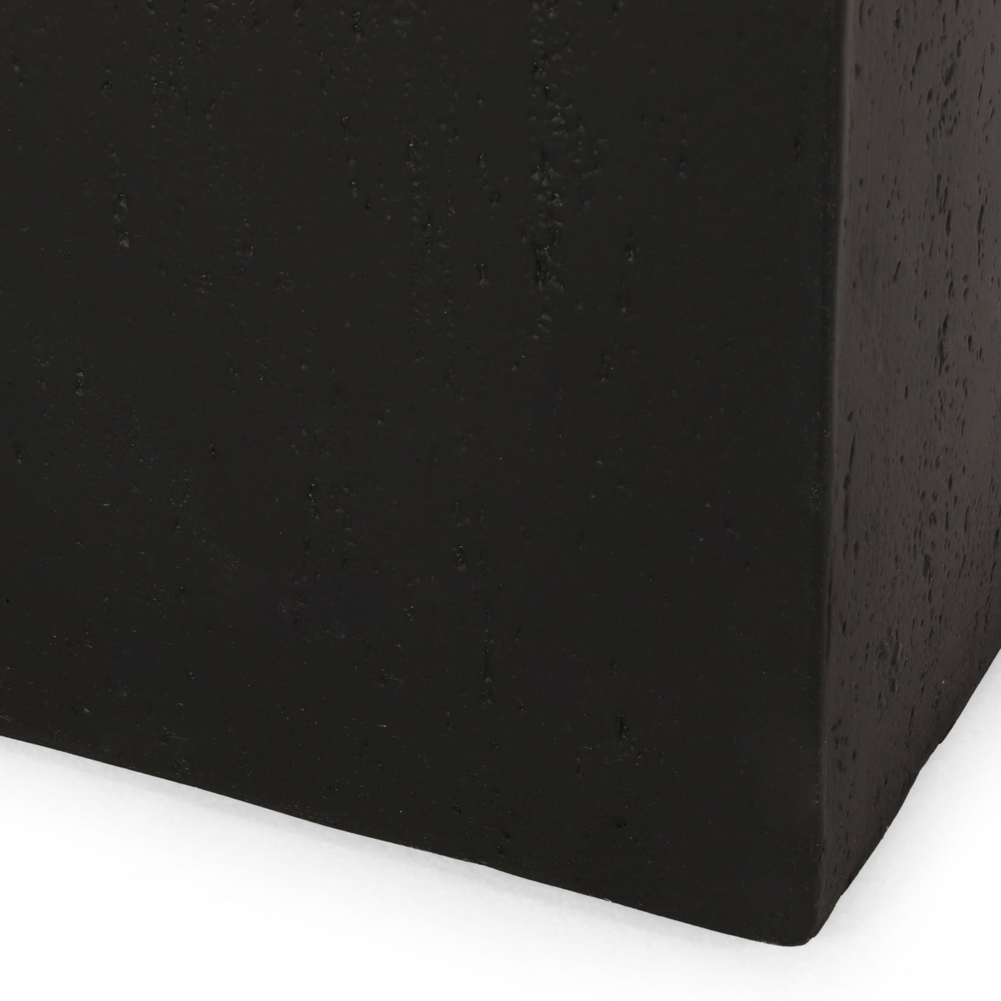 Modern Outdoor Planter in black textured finish; close-up corner view on Tampa Home & Garden Store