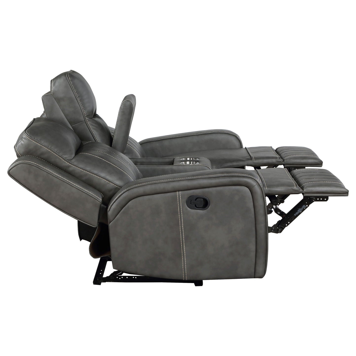Forrest 2-piece motion reclining sofa set gray leather with cupholders on Tampa Home & Garden Store