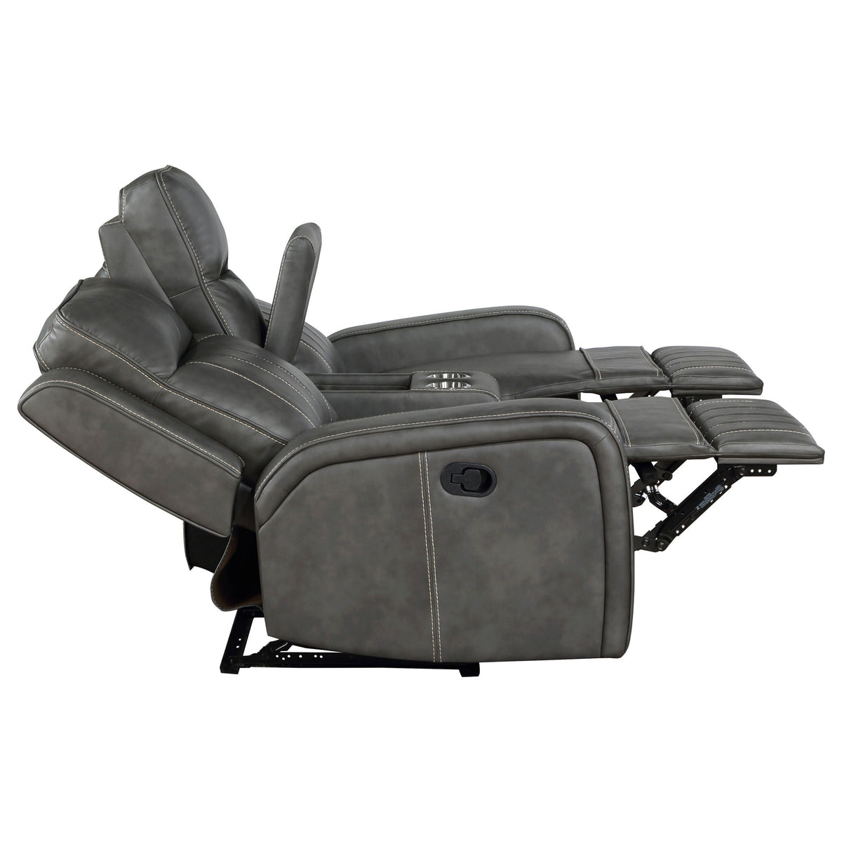 Forrest 2-piece motion reclining sofa set gray leather with cupholders on Tampa Home & Garden Store