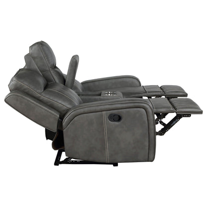Forrest 2-piece motion reclining sofa set gray leather with cupholders on Tampa Home & Garden Store