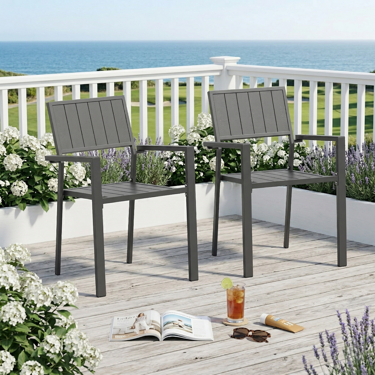 Modern Outdoor and Indoor Metal Chair Set of Two