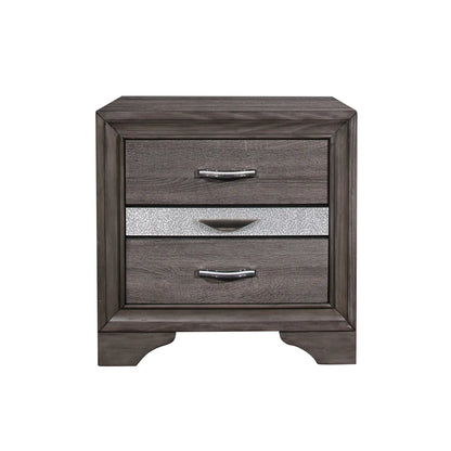Ryder Sparkle Nightstand Gray With Three Drawers