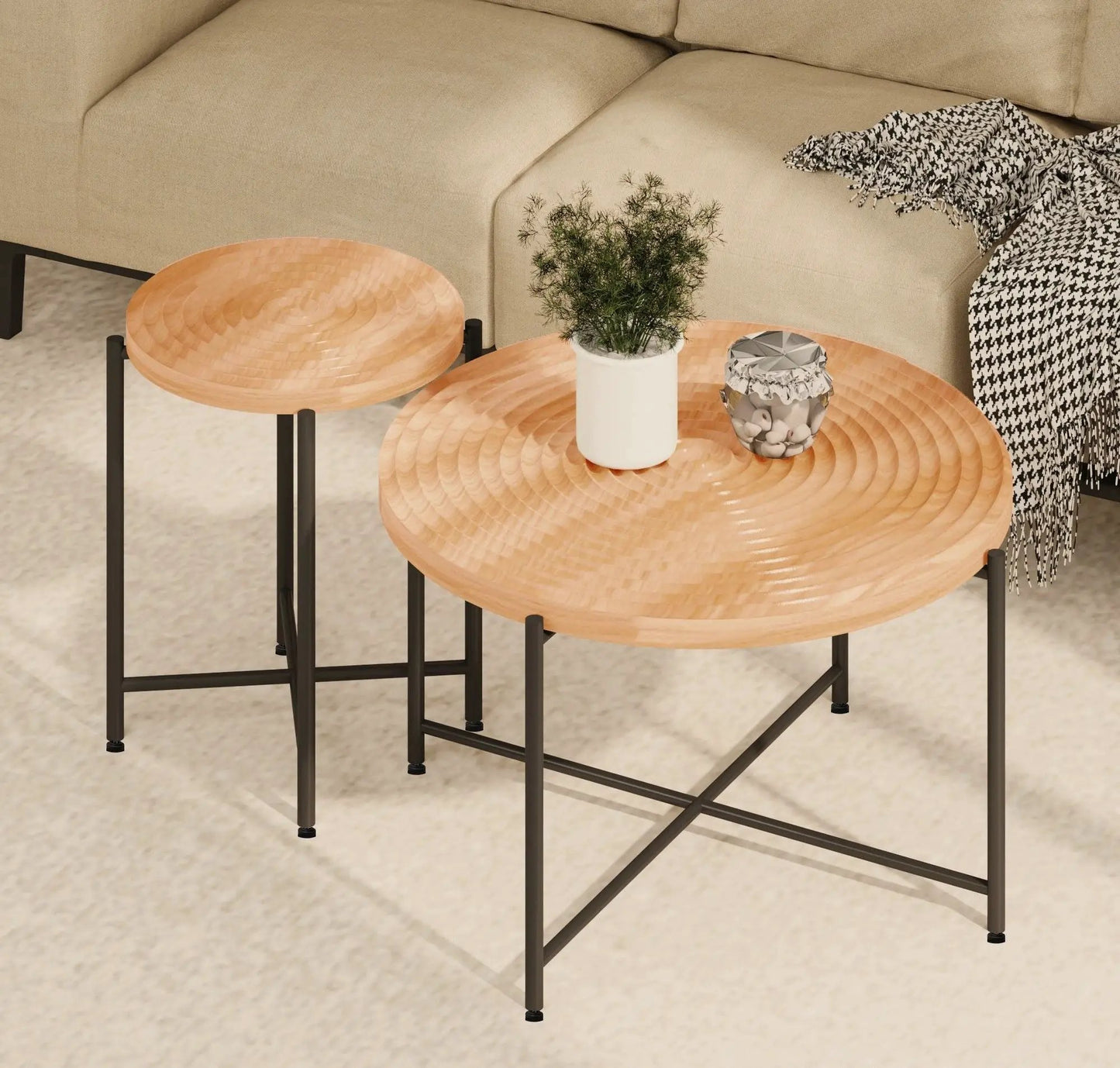 Coffee and End Table Set Waterproof Cover Brown
