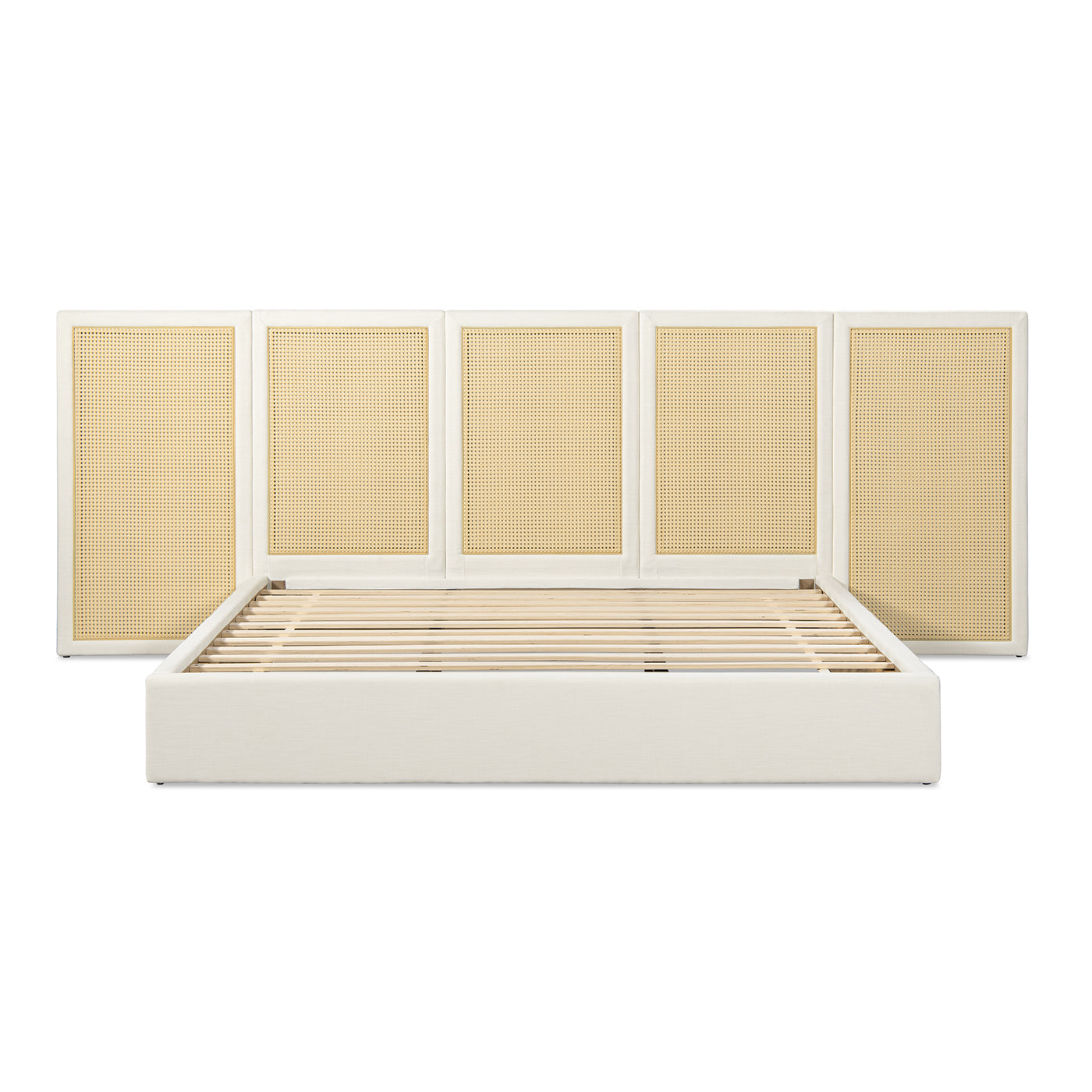 Capri Extended Headboard Cane Platform Bed by HouseOfZazla with antique frame and 5 caned panels on Tampa Home & Garden Store
