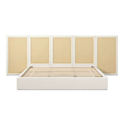 Capri Extended Headboard Cane Platform Bed by HouseOfZazla with antique frame and 5 caned panels on Tampa Home & Garden Store