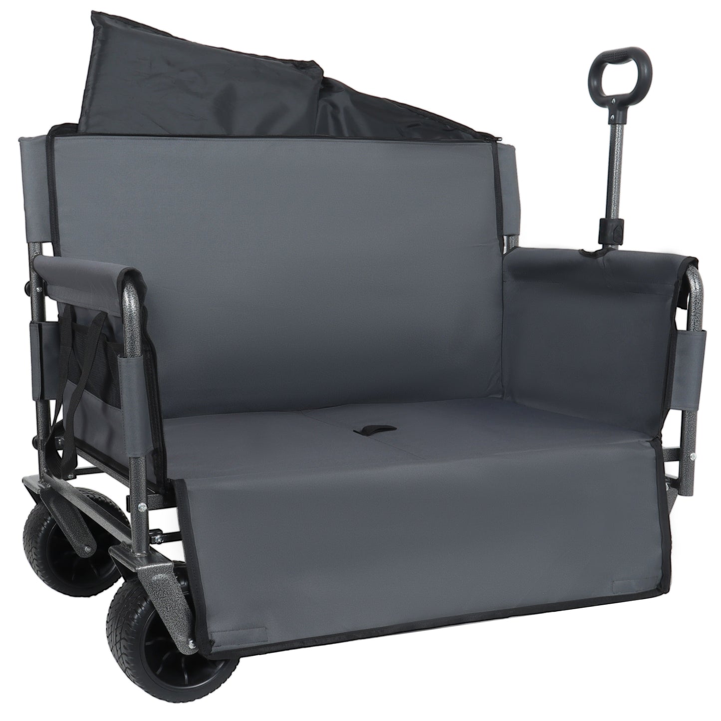 3-in-1 convertible folding wagon with bench seat and storage in gray outdoor wagon on Tampa Home & Garden Store