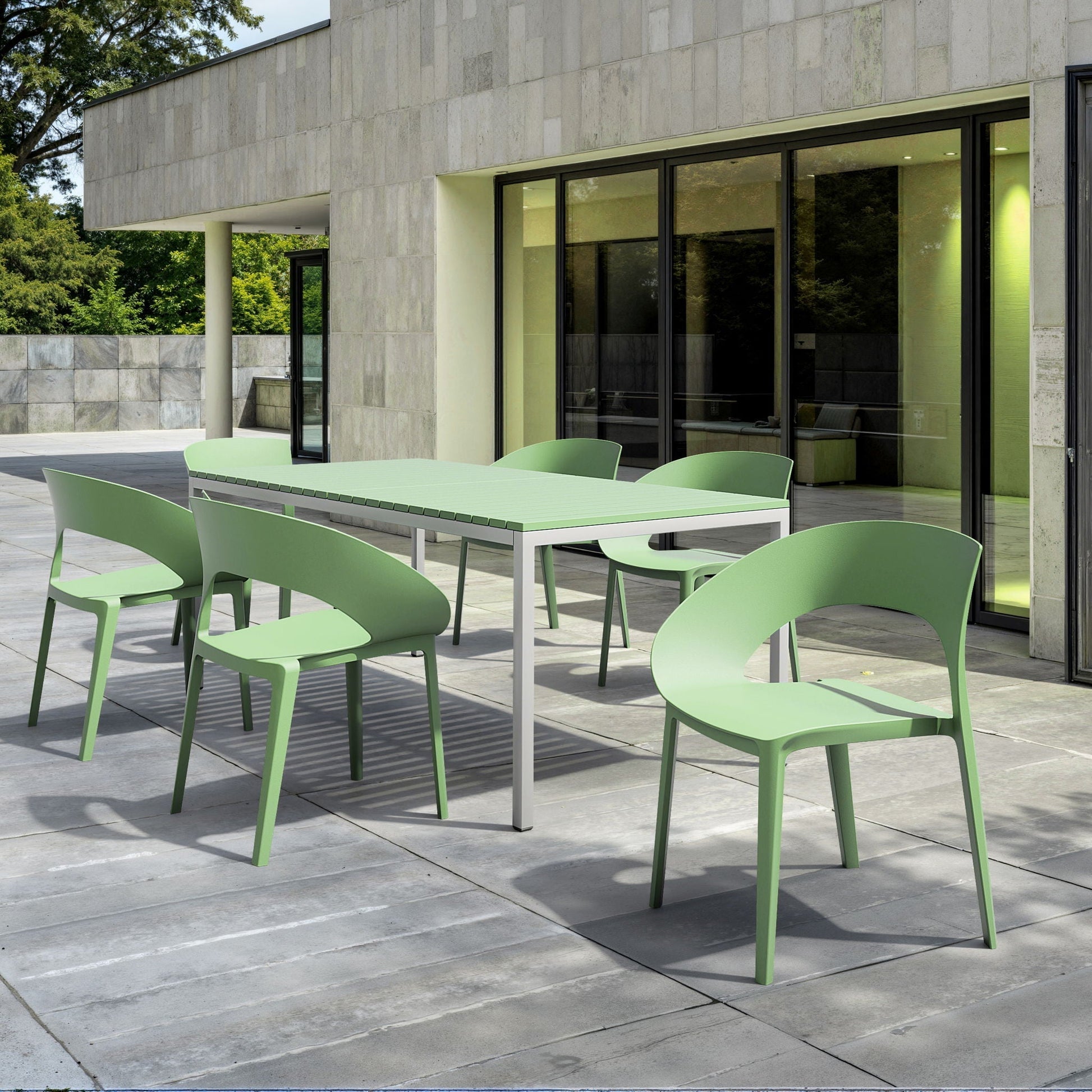Accent chairs outdoor mint green plastic UV resistant and waterproof set with table on Tampa Home & Garden Store