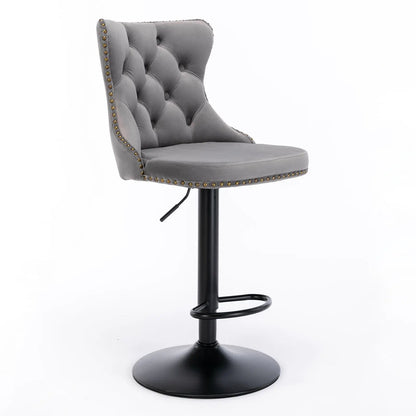 Swivel Bar Stools Adjustable Height Tufted Back