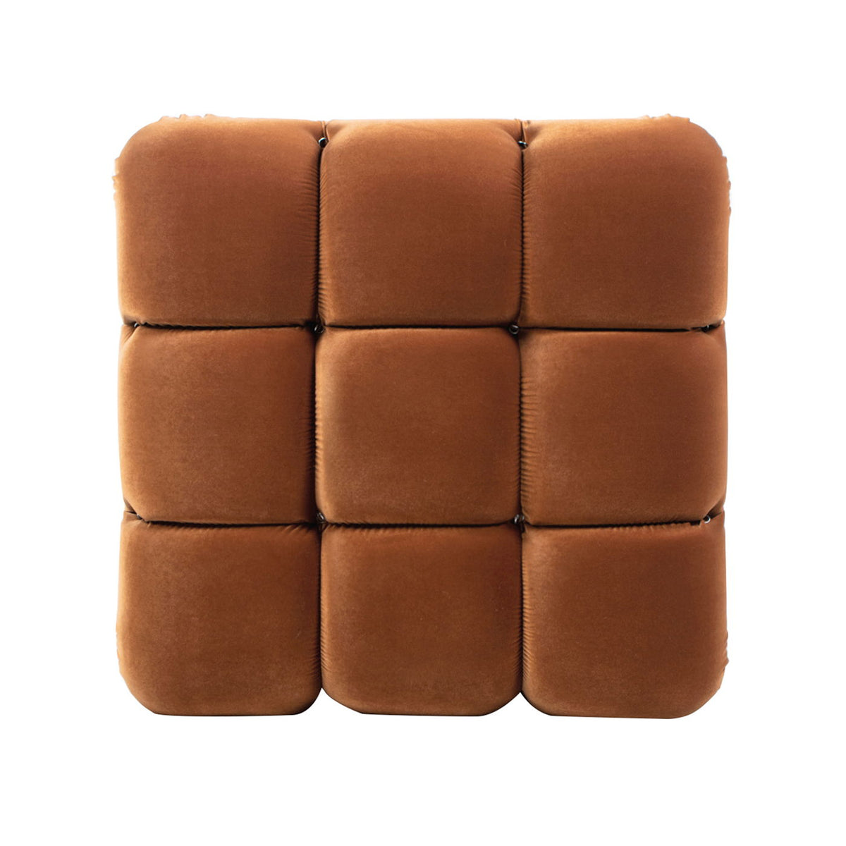 Bubble modular modern cocktail ottoman in brown velvet cube cushions, 3x3 grid on Tampa Home & Garden Store
