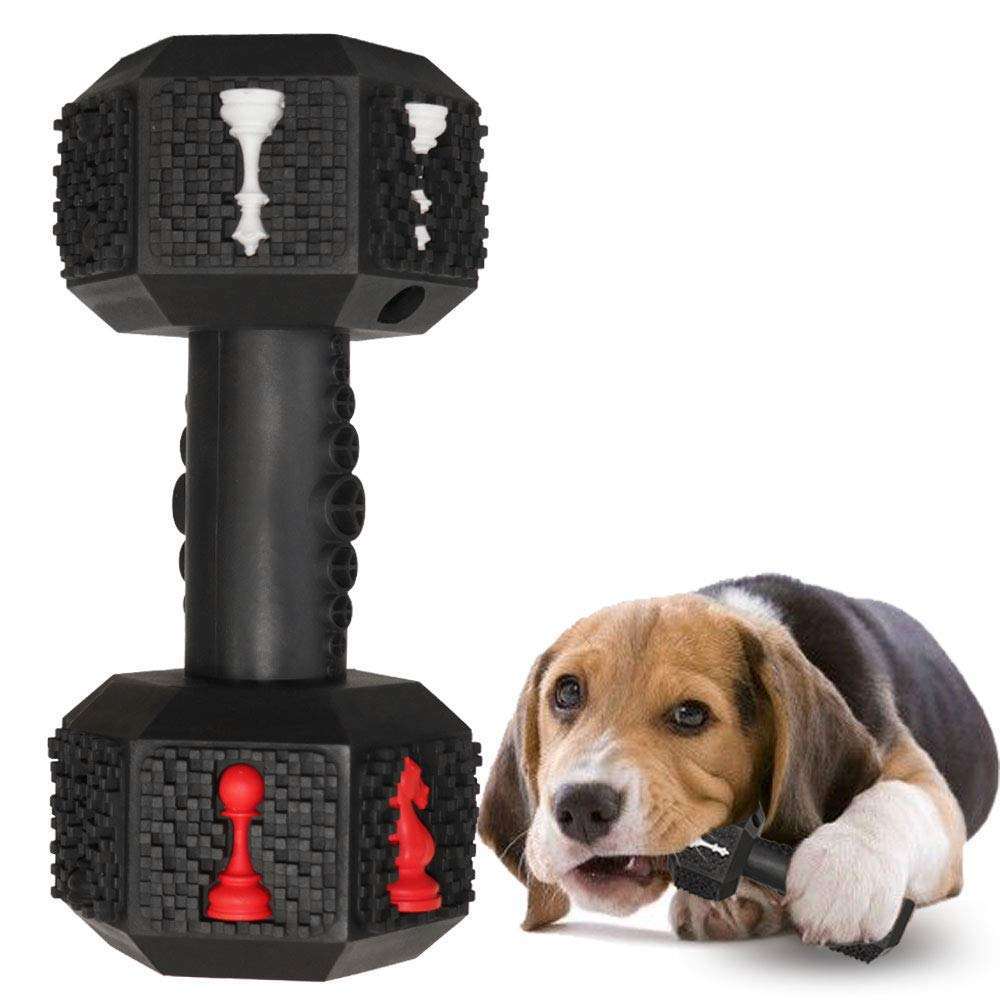 Durable Sell My Stuff dog chew toy, black dumbbell textured blocks for chewers food grade on Tampa Home & Garden Store