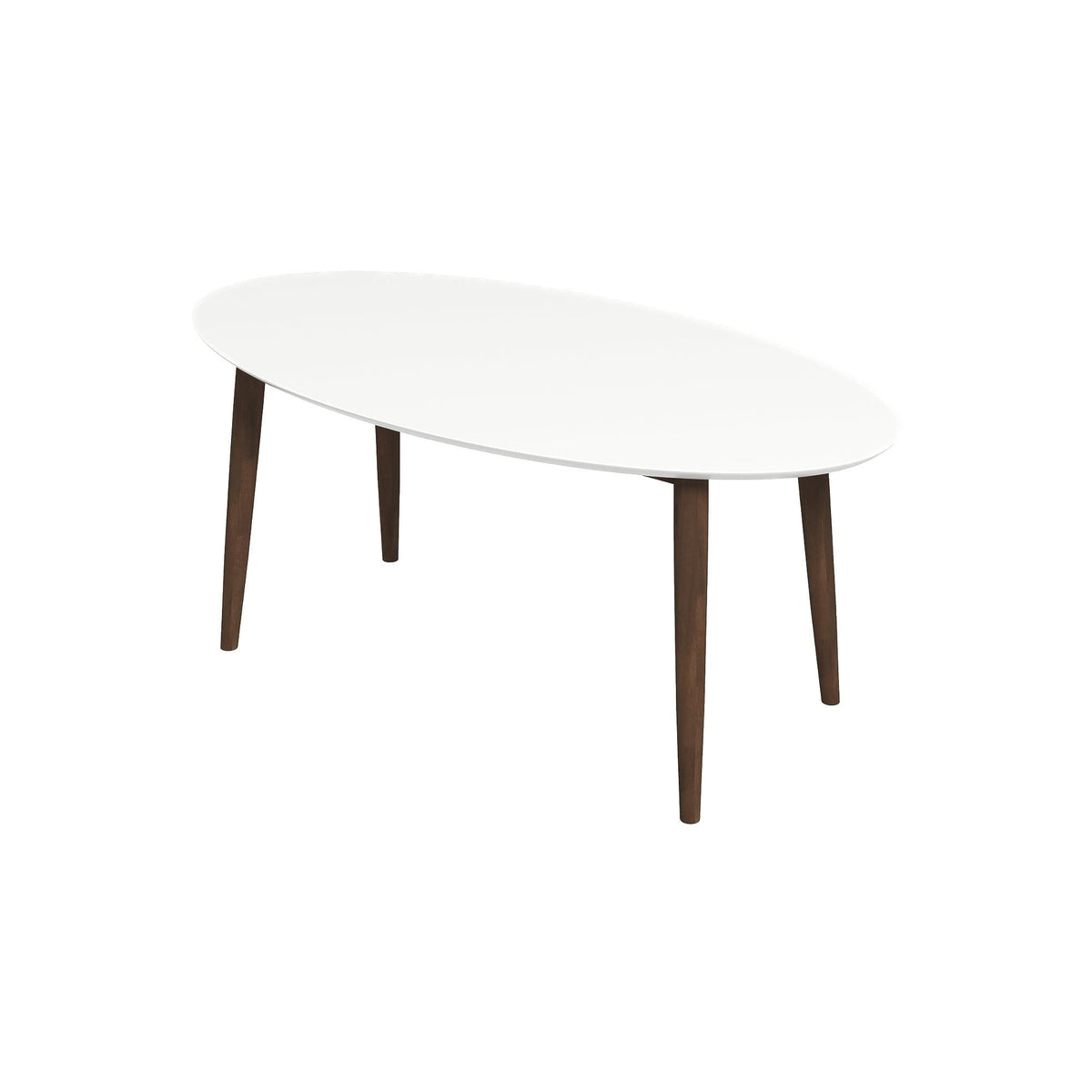 Mid-Century Oval Dining Table white top with brown tapered legs HouseOfZazla on Tampa Home & Garden Store