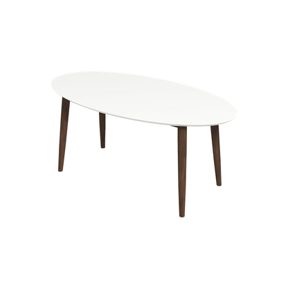 Mid-Century Oval Dining Table white top with brown tapered legs HouseOfZazla on Tampa Home & Garden Store