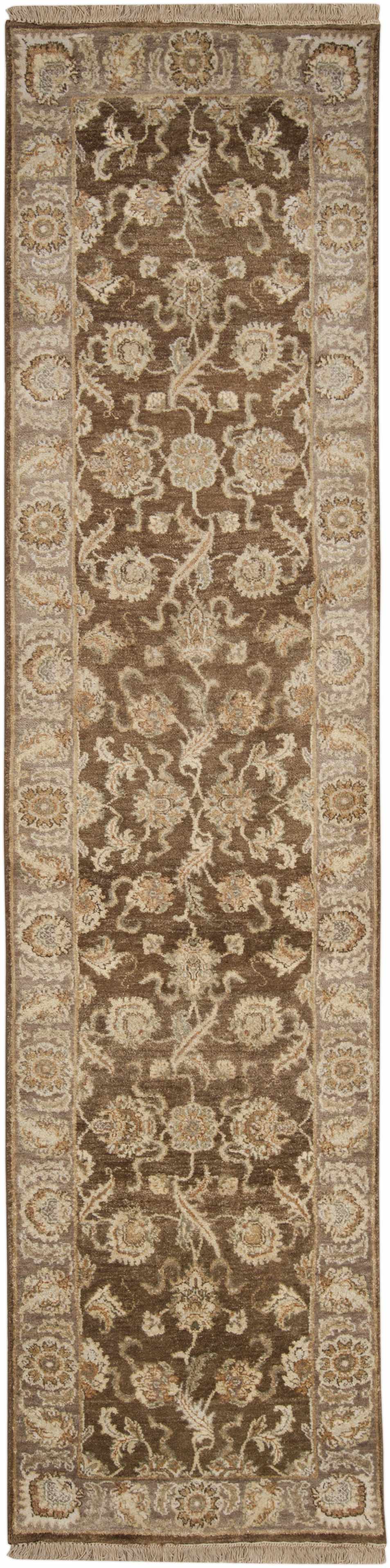 Rug Caernarfon Premium Wool Area Rug brown and beige with ornate floral border fringe Boutique Rugs on Tampa Home & Garden Store