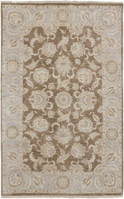 Caernarfon Premium Wool Area Rug by Boutique Rugs in brown ivory with ornate floral motif on Tampa Home & Garden Store