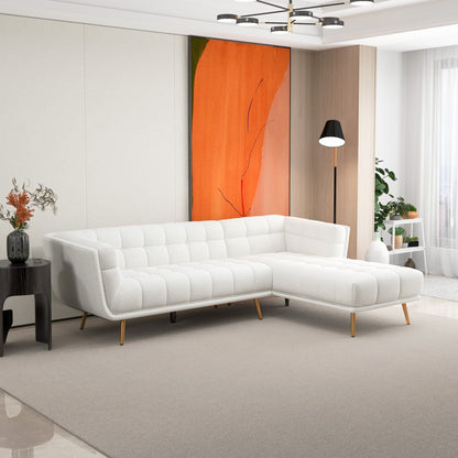 L-shaped sectional sofa tufted, mid-century in dark gray or beige by HouseOfZazla on Tampa Home & Garden Store