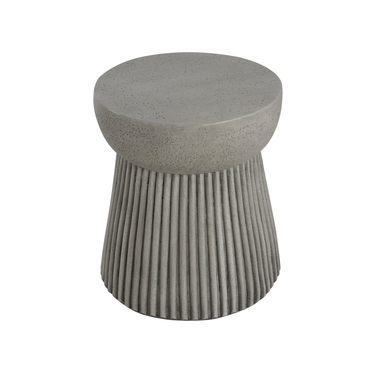 Outdoor Lightweight Concrete Side Table by HouseOfZazla with round top and ribbed pedestal base on Tampa Home & Garden Store