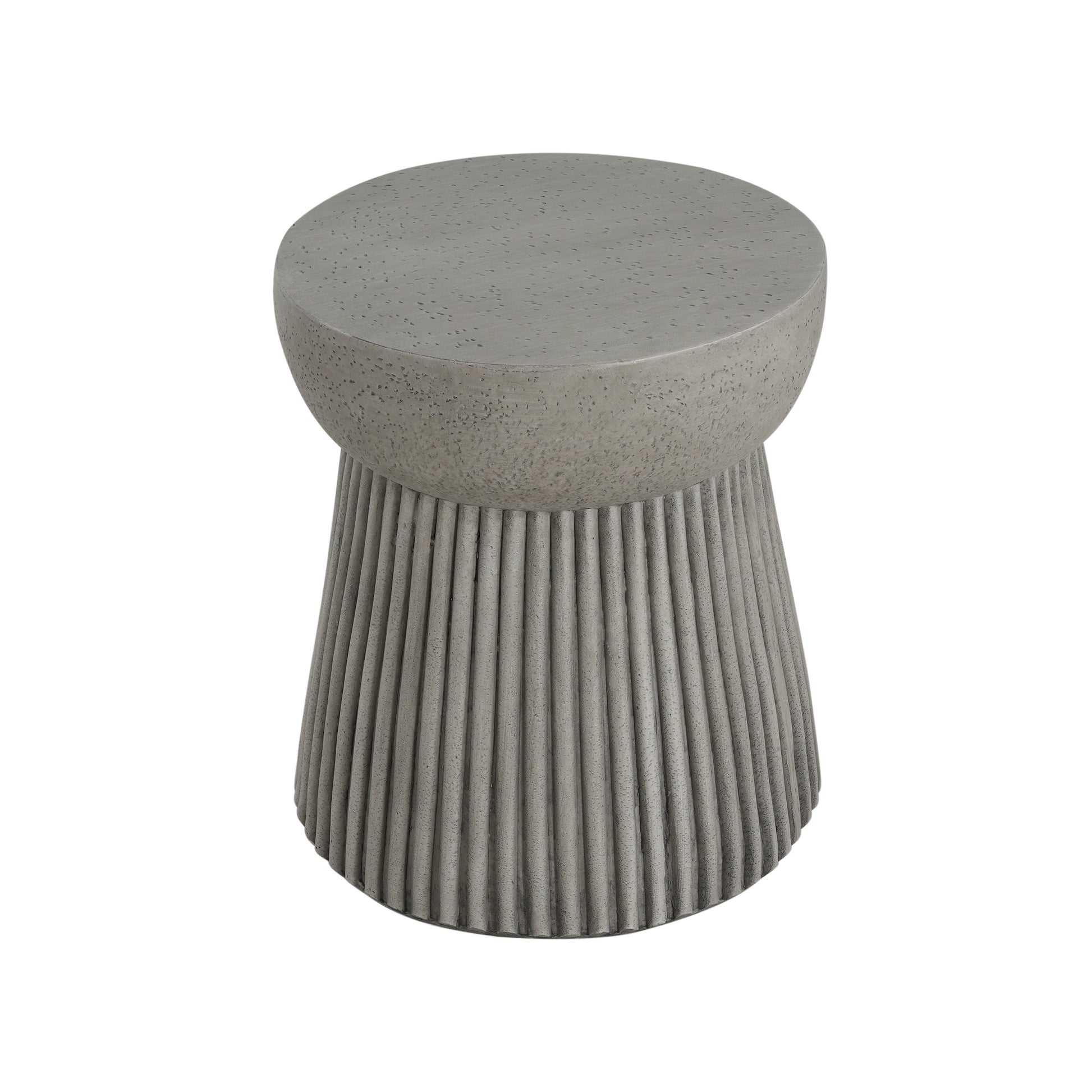 Outdoor Lightweight Concrete Side Table by HouseOfZazla with round top and ribbed pedestal base on Tampa Home & Garden Store