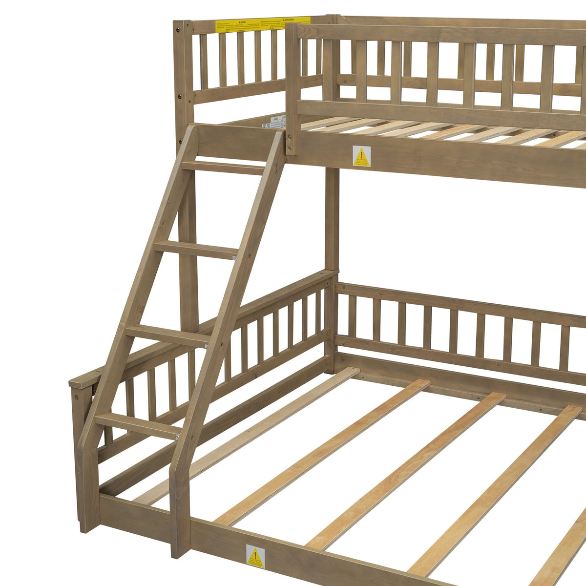 Bunk bed with ladder and guardrails in natural wood finish, HouseOfZazla bunk beds on Tampa Home & Garden Store