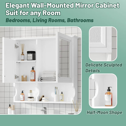 Wall Mounted Mirror Medicine Cabinet with Doors