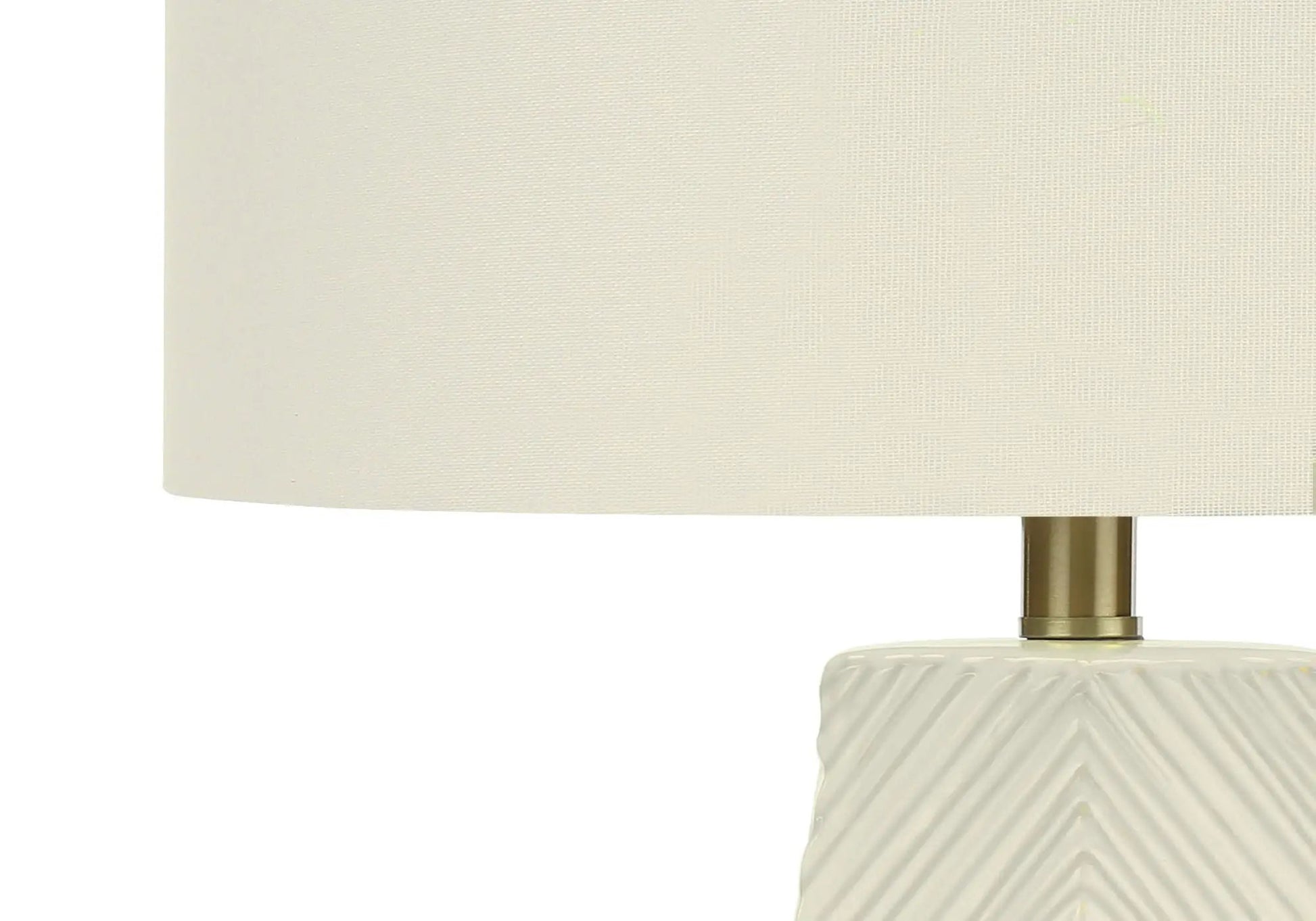 Table lamp ceramic white with textured base and brass stem on Tampa Home & Garden Store
