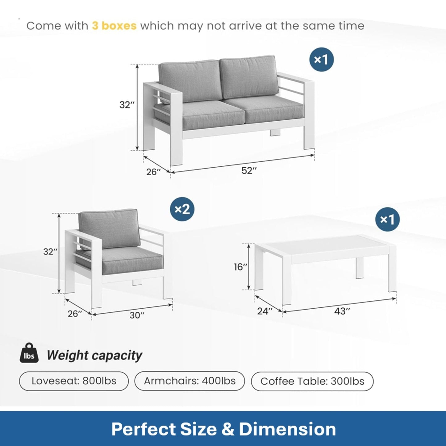 Outdoor Iron Patio Set With The Thick Cushions