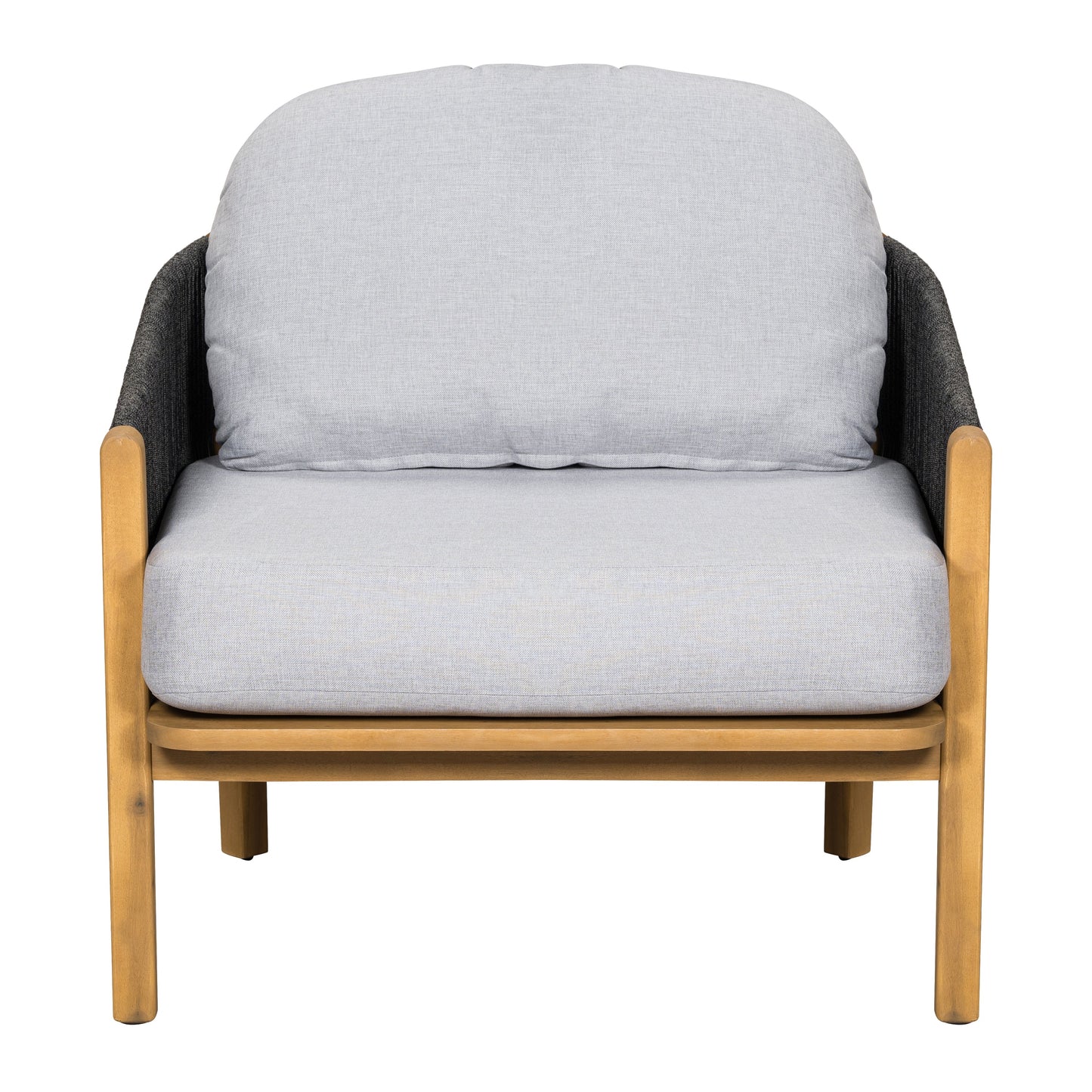 Acacia Wood and Woven Rope Outdoor Club Chair