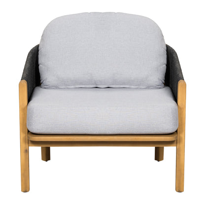 Acacia Wood and Woven Rope Outdoor Club Chair