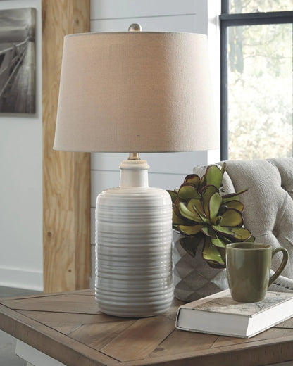 Marnina Ceramic Table Lamp Set of 2 Taupe White