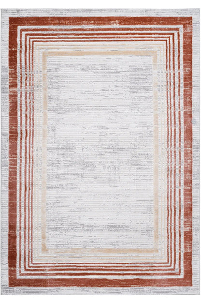 Marfi Bordered Rug in Neutral Tones for Living