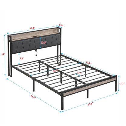 Modern Bed Frame With Led Lights and Storage