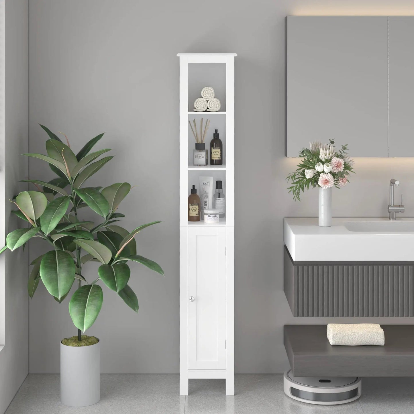 Slim Bathroom Cabinet with Adjustable Shelves