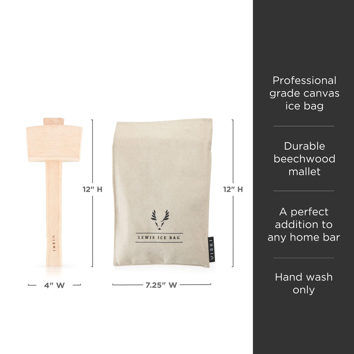 Professional Lewis Ice Bag and Canvas Mallet Set