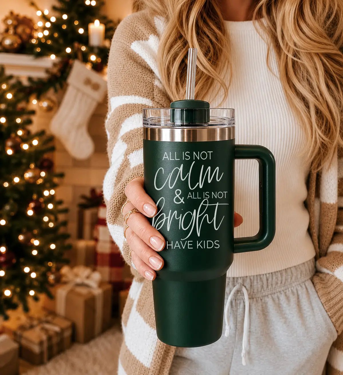 Calm and Bright Insulated Tumbler with Handle