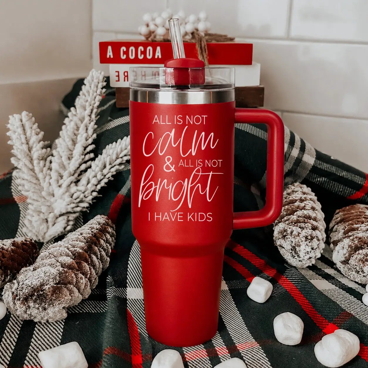Calm and Bright Insulated Tumbler with Handle