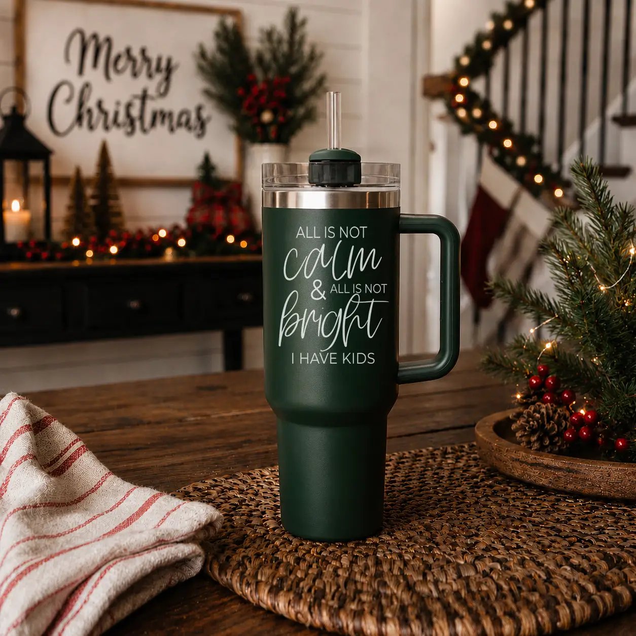 Calm and Bright Insulated Tumbler with Handle