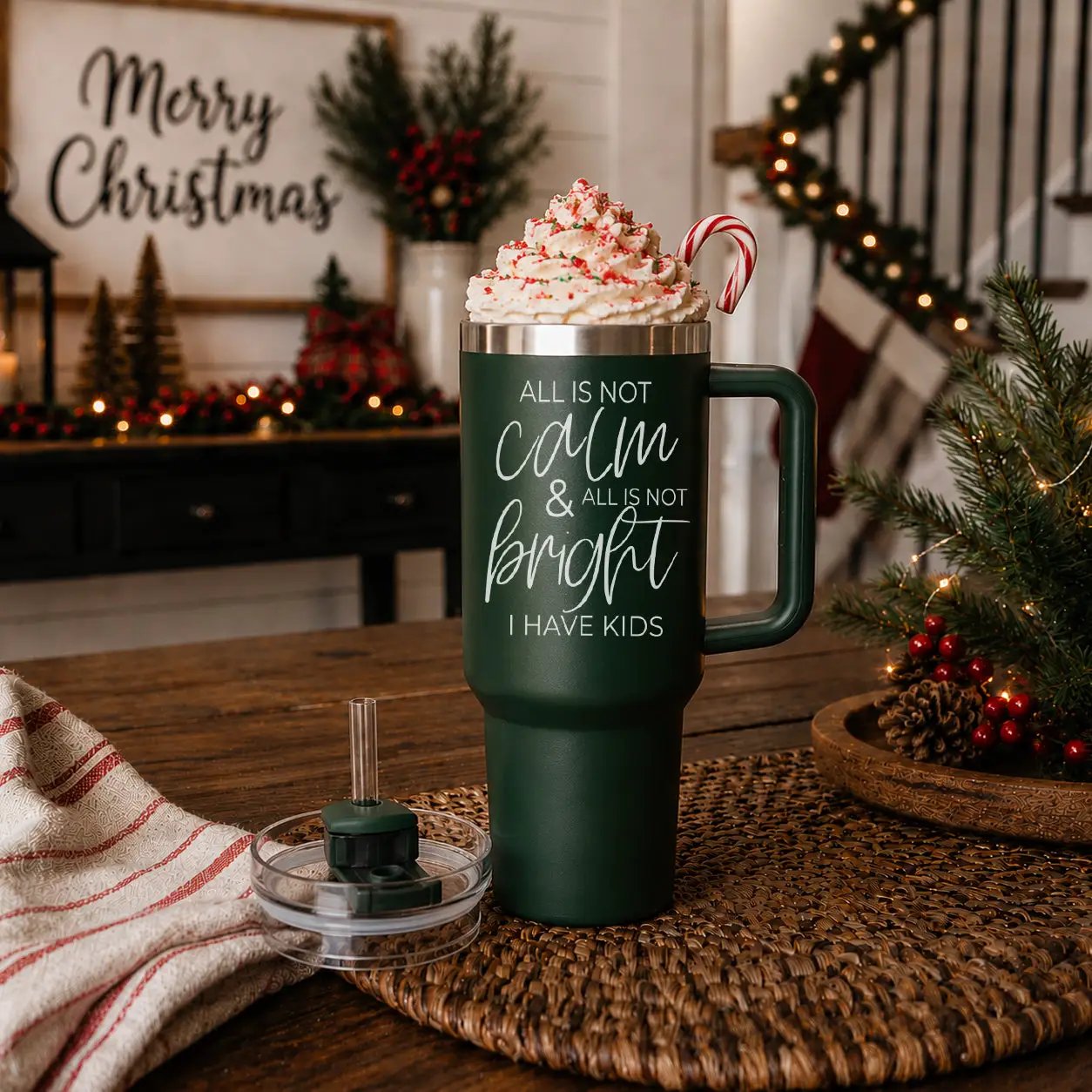 Calm and Bright Insulated Tumbler with Handle