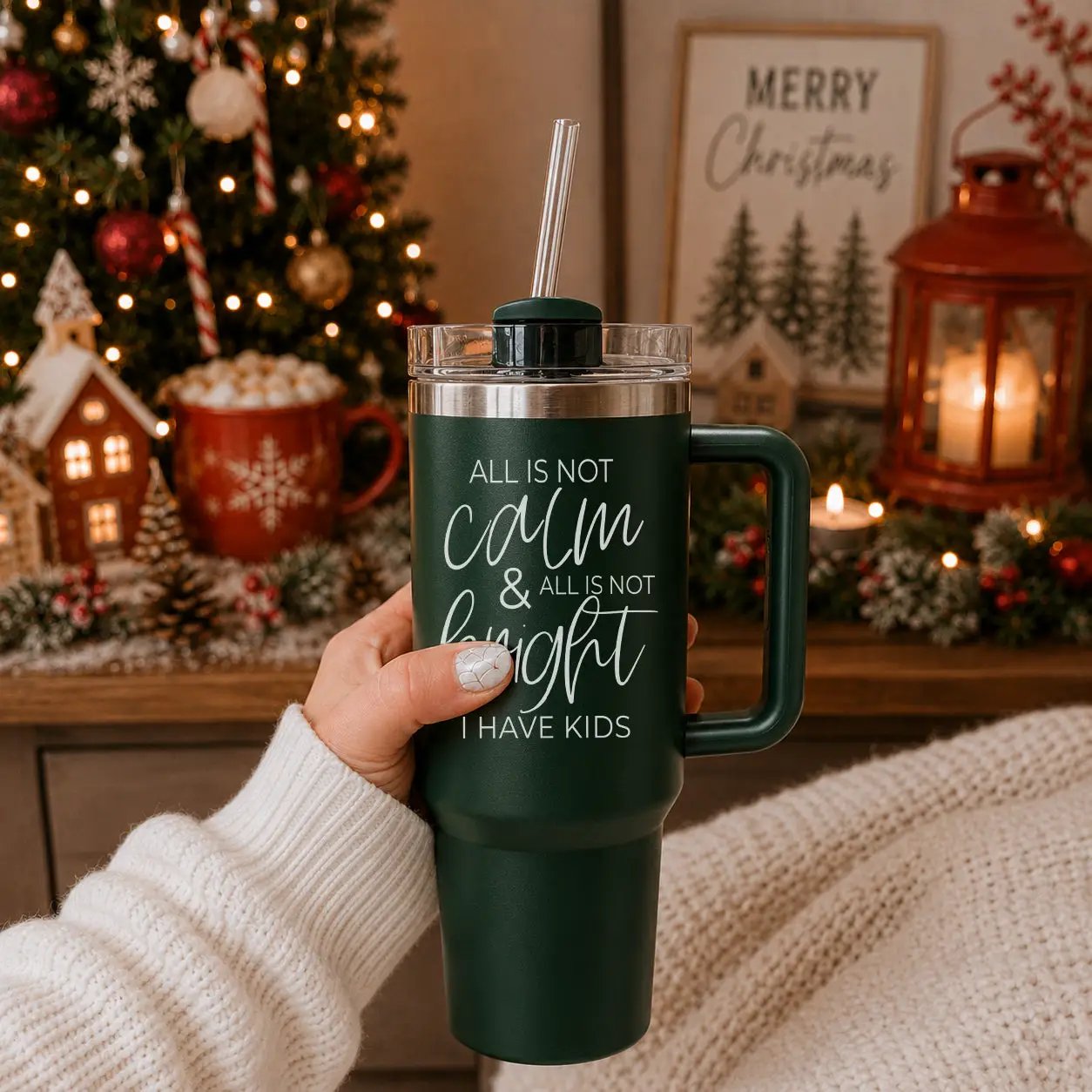 Calm and Bright Insulated Tumbler with Handle