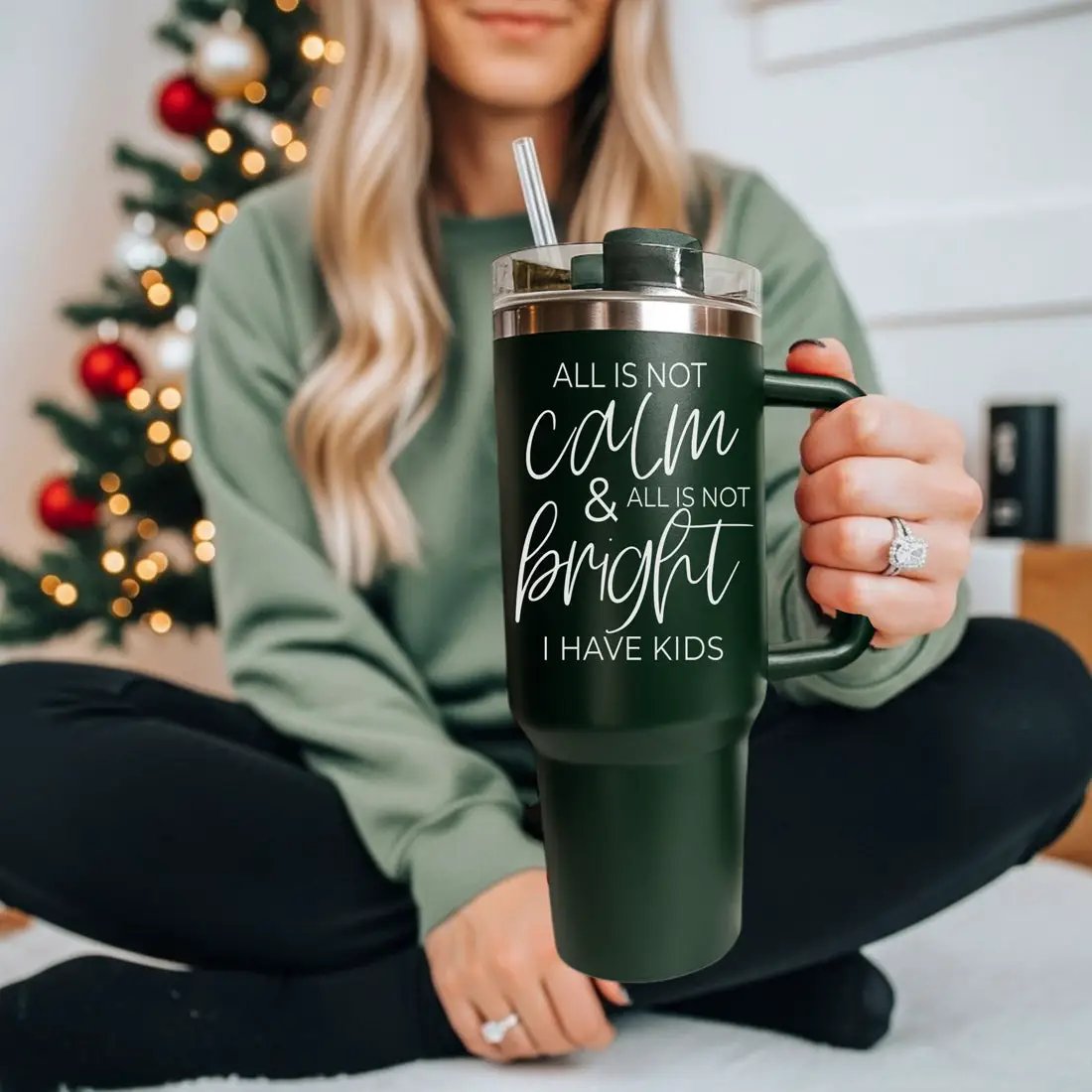 Calm and Bright Insulated Tumbler with Handle