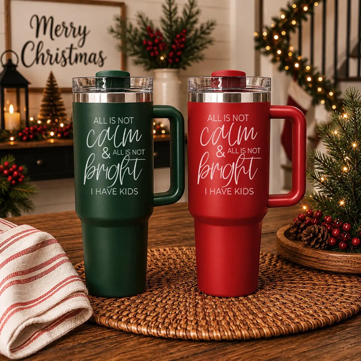 Calm and Bright Insulated Tumbler with Handle