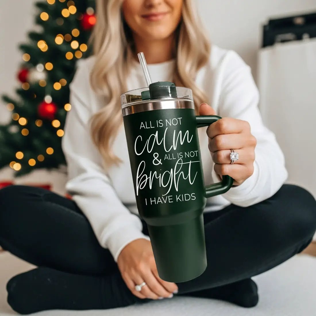 Calm and Bright Insulated Tumbler with Handle