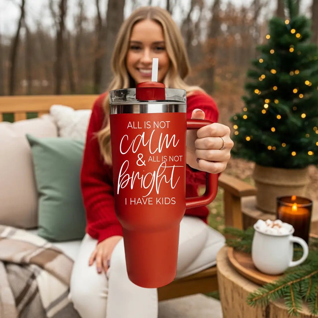 Calm and Bright Insulated Tumbler with Handle