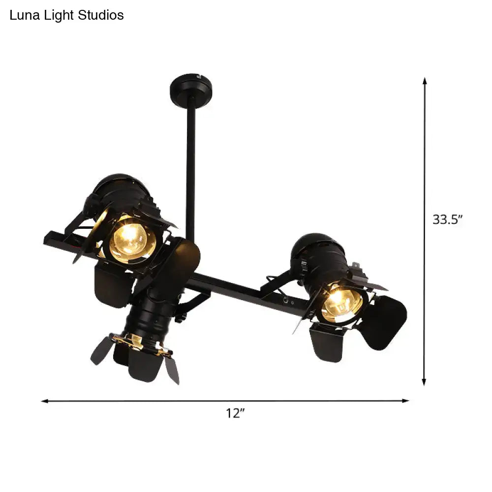 Black Art Deco Chandelier by Decorbites with dual adjustable spotlight heads, black finish on Tampa Home & Garden Store