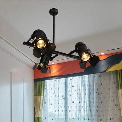Black Art Deco Chandelier by Decorbites with dual spotlight heads on a ceiling mount on Tampa Home & Garden Store