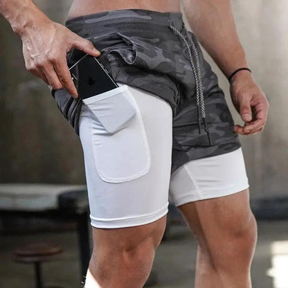 Camo Running Shorts Men 2 In 1 Quick Dry