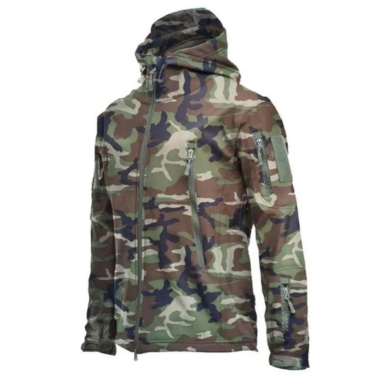 Stevvex camouflage windproof waterproof hooded jacket with zip pockets, men's windbreaker on Tampa Home & Garden Store