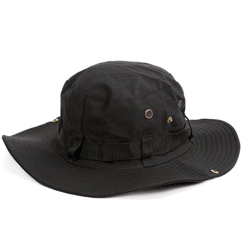 Stevvex black outdoor bucket hat with wide brim, adjustable strap unisex on Tampa Home & Garden Store